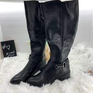 Sole Sensability Black Faux Leather Riding Boots 9